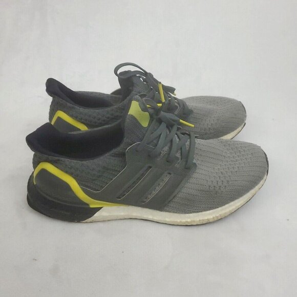 Adidas UltraBoost Sneakers Running Shoes Mens Size 8.5 Gray Yellow Lace Up Mesh - Picture 4 of 9